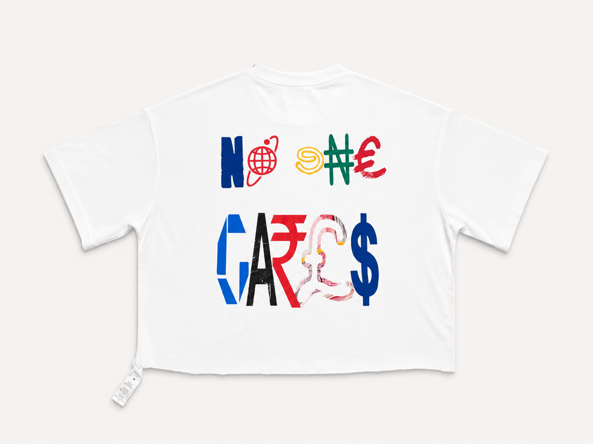 NO ONE CARES BOXY CROPPED TEE