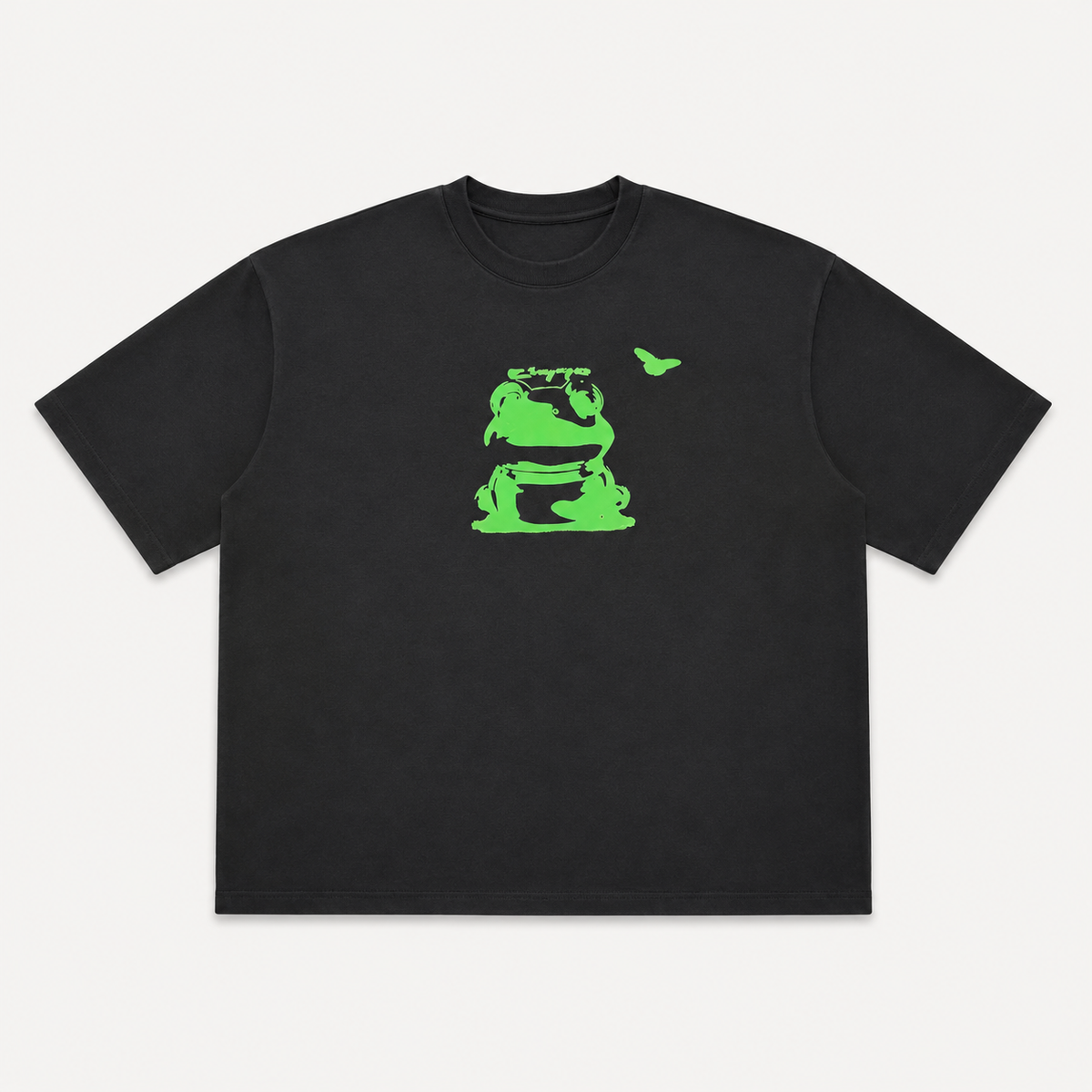 CiggsbyRoku STAY FOCUS Oversize Tee - Neon Frog Graphic T-Shirt